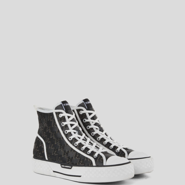 Karl Lagerfeld, Baskets Montantes Kl Monogram Kampus, Homme, Blanc/Noir, Taille: L46