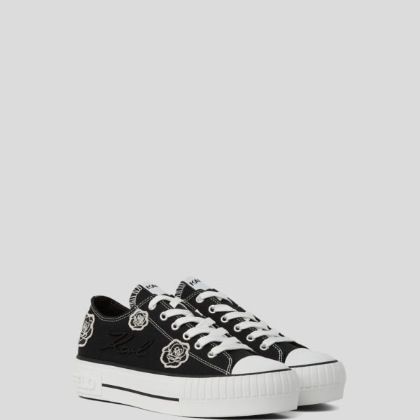 Karl Lagerfeld, Baskets Kampus Max Appliqué Flora, Femme, Noir/Noir, Taille: L41