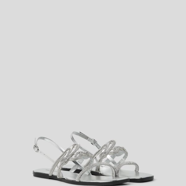Karl Lagerfeld, Sandales Karl Signature Olympia, Femme, Argent, Taille: L41