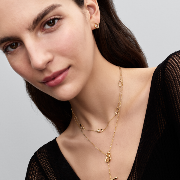 Collier Ovale de Forme Organique & Perle de Culture d’Eau Douce Traitée – Pandora