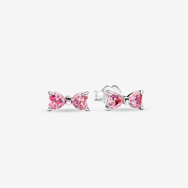 Parure Bague & Clous d’Oreilles Nœud Rose Scintillant – Pandora