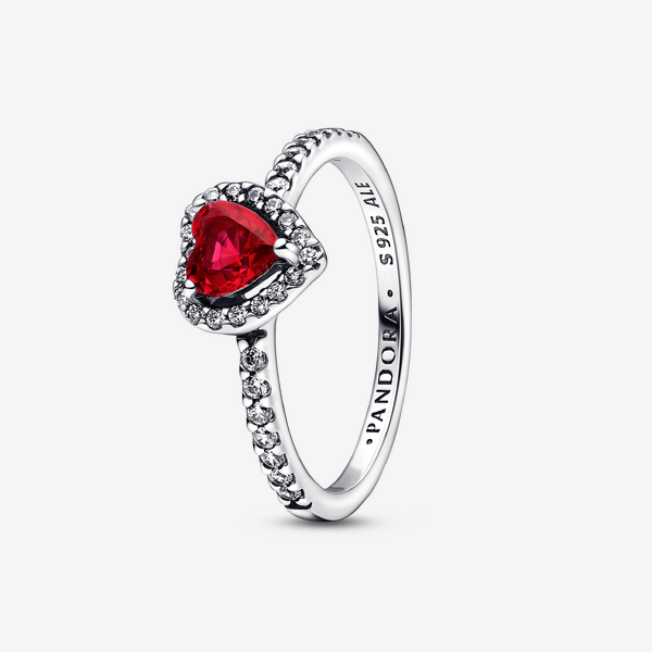 Parure Bague, Collier et Clous d’Oreilles Cœur Rouge – Pandora