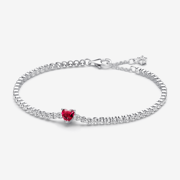 Parure Choker & Bracelet Rivière Cœur Rouge Scintillant – Pandora
