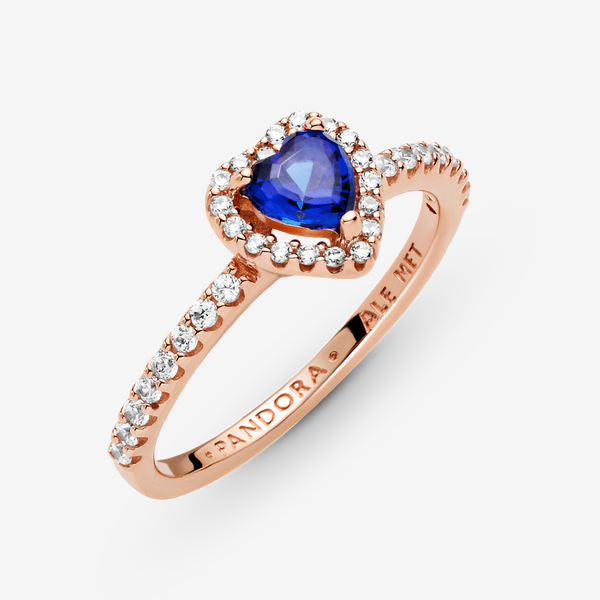 Bague Cœur Surélevé Bleu Scintillant – Pandora