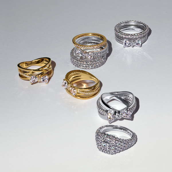 Bague Croisée Nœud Scintillant – Pandora