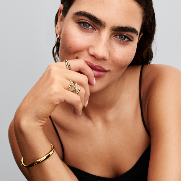 Bague Double Bicolore de Forme Organique – Pandora