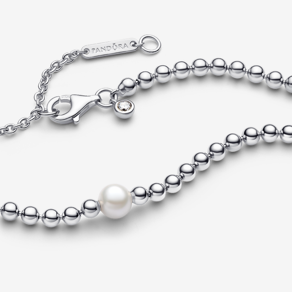 Collier Perle de Culture d’Eau Douce Traitée & Détails Sertis Grain – Pandora