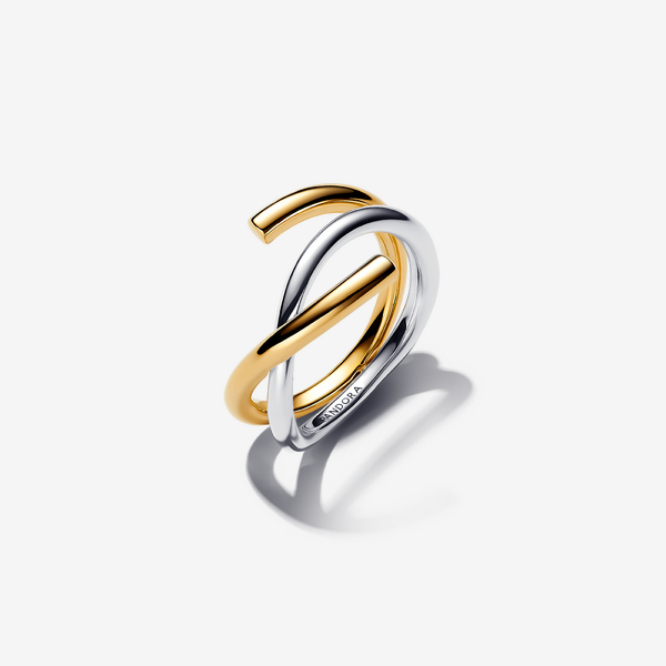 Parure Collier, Créoles & Bague Bicolore de Forme Organique – Pandora