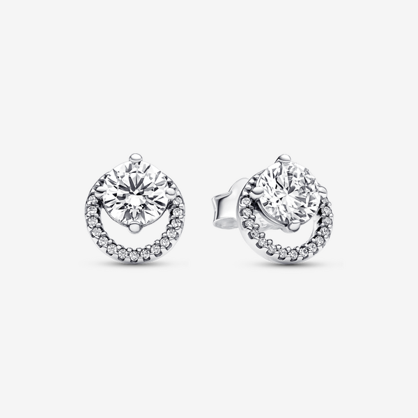 Parure Collier et Clous d’Oreilles Halo Rond Scintillant – Pandora