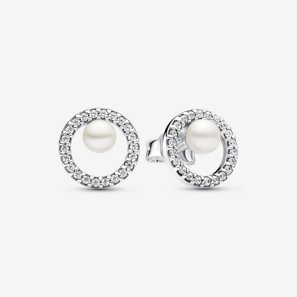 Parure Collier et Clous d’Oreilles Perle de Culture d’Eau Douce Traitée & Pavé – Pandora