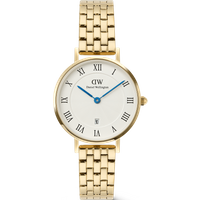 Daniel Wellington DW Montre 28mm Petite Roman Numerals Date 5-link Gold