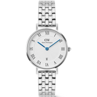Daniel Wellington DW Montre 28mm Petite Roman Numerals Date 5-link Silver