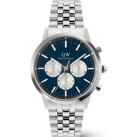 Daniel Wellington DW Montre 42mm Iconic Chronograph Arch 5-Link Arctic Panda Silver