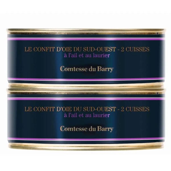 Lot de 2 confits d&rsquo;oie du Sud-Ouest à l&rsquo;ail et au laurier – 2 cuisses-Comtesse du Barry