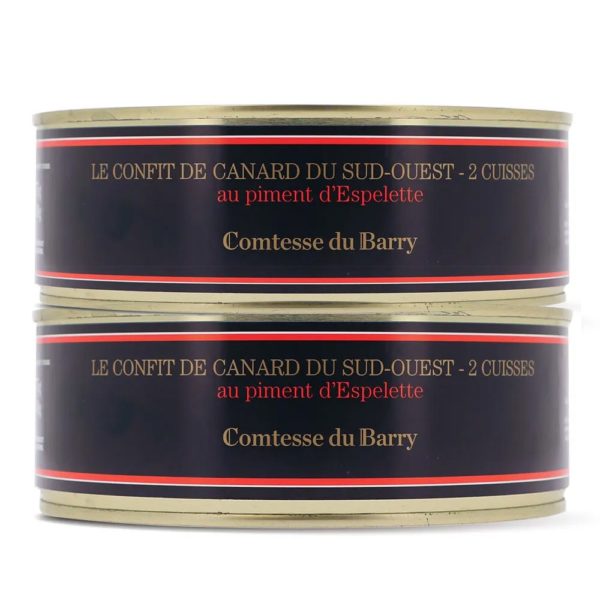 Lot de 2 Confits de canard du Sud-Ouest au piment d&rsquo;Espelette-Comtesse du Barry