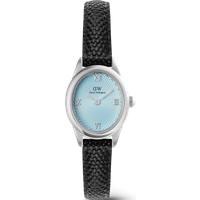 Daniel Wellington DW Montre 22×25.5mm Ophelia Mini Black Lizard Ice Blue Guilloché Silver