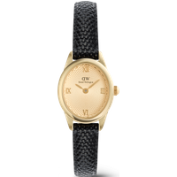 Daniel Wellington DW Montre 22×25.5mm Ophelia Mini Black Lizard Unitone Guilloché Gold