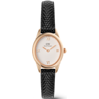Daniel Wellington DW Montre 22×25.5mm Ophelia Mini Black Lizard White Guilloché Rose Gold