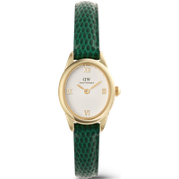 Daniel Wellington DW Montre 22×25.5mm Ophelia Mini Green Lizard White Guilloché Gold