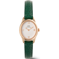 Daniel Wellington DW Montre 22×25.5mm Ophelia Mini Green Lizard White Guilloché Rose Gold