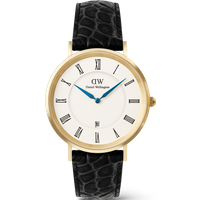 Daniel Wellington DW Montre 40mm Classic Roman Numerals Date Black Croc Belly Gold
