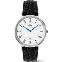 Daniel Wellington DW Montre 40mm Classic Roman Numerals Date Black Croc Belly Silver