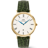 Daniel Wellington DW Montre 40mm Classic Roman Numerals Date Dark Green Croc Belly Gold