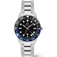 Daniel Wellington DW Montre 40mm Iconic GMT Link Black Blue Ceramic Bezel Silver