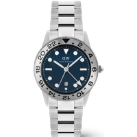 Daniel Wellington DW Montre 40mm Iconic GMT Link Brushed Bezel Silver